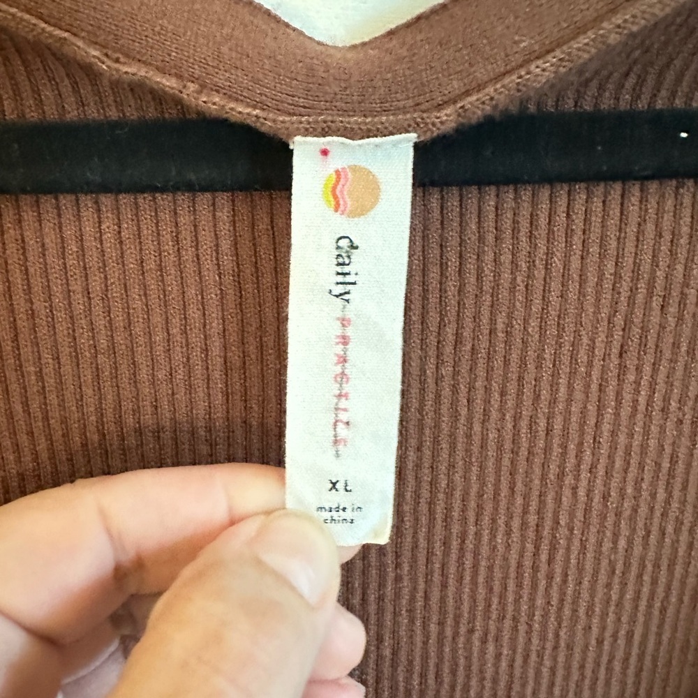 ANTHRO DAILY PRACTICE XL Slim V neck chocolate Brown ribbed sweater maxi dress - Picture 5 of 11